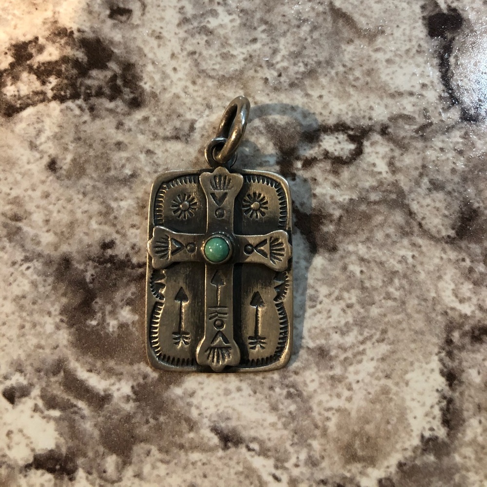 Sterling silver turquoise cross pendant